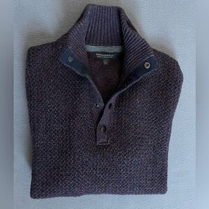 Banana Republic Men's Heathered Purple Zip-Up Sweater italian wool / lrg
